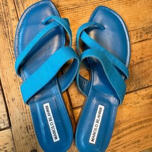 Manolo Blahnik Vibrant Blue Susa Sandals 38